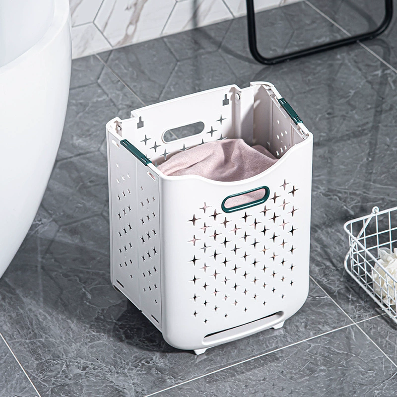 Foldable Laundry Basket Storage System by 其他 — Space-saving, durable; Ivory/White, Elegant Green, Rose Gold