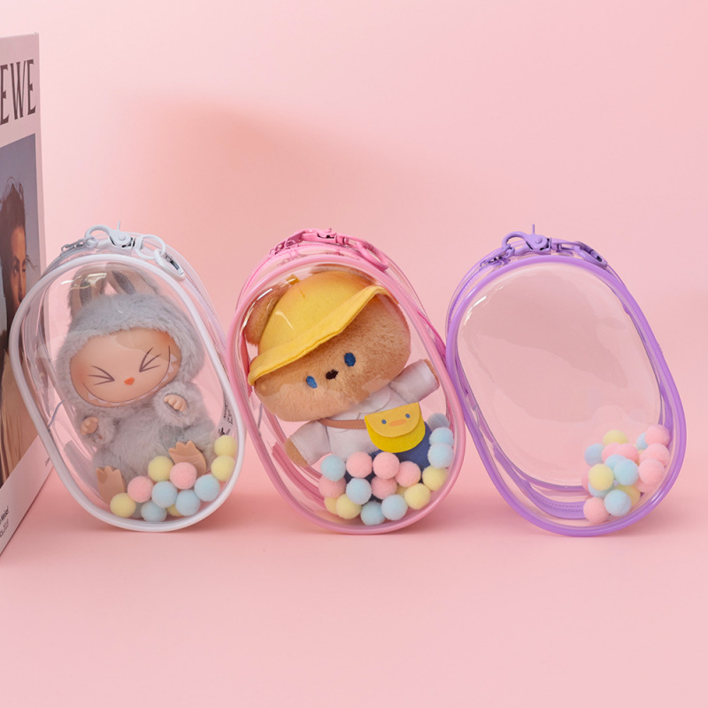 15cm人形バッグ外出散歩人形バッグpvc透明バッグins風公仔バッグ綿人形展示収納バッグ現物|undefined