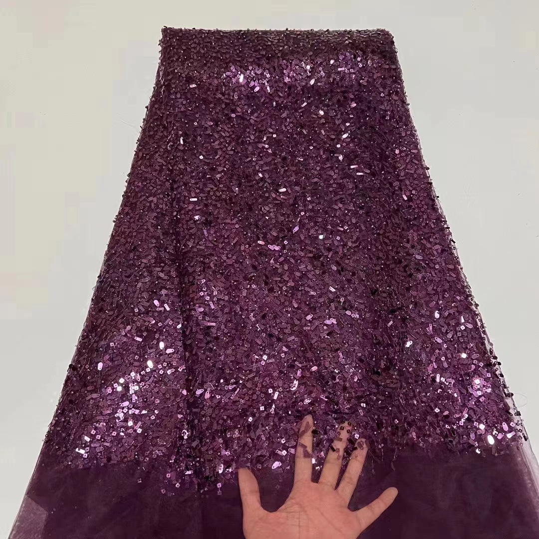 Vintage lentejuelas bordado de malla encaje europeo y americano vestido fiesta brillante parche bordado tela JX2896