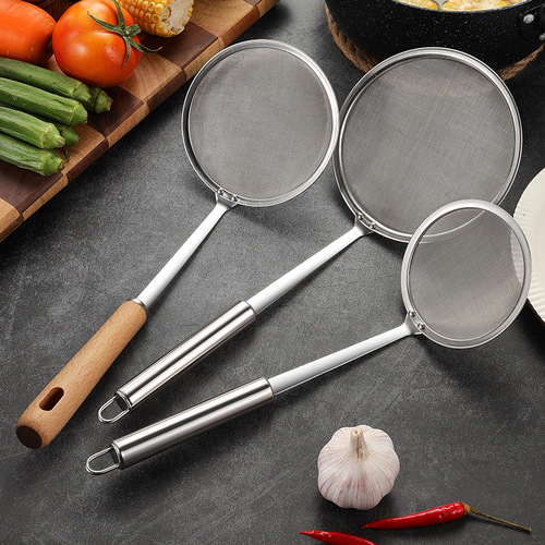 Sanrui 304 stainless steel oil filter spoon, oil skimming oil separation spoon, oil colander, ultra-fine foam removal 100 mesh filter spoon