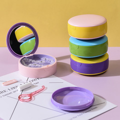 新品時尚美觀自帶鏡子收納牙套盒 隨身便攜小巧 雙層容量牙套盒