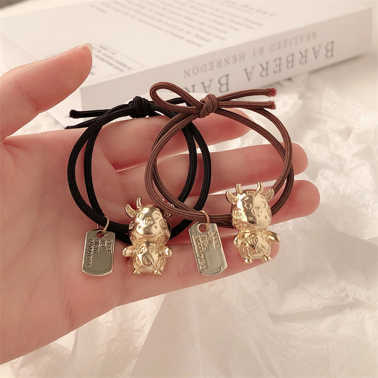 Hermoso retro aleación cabeza cuerda red simple moda de alta elasticidad base anillo de cabello popular cabello de cola de caballo mujer