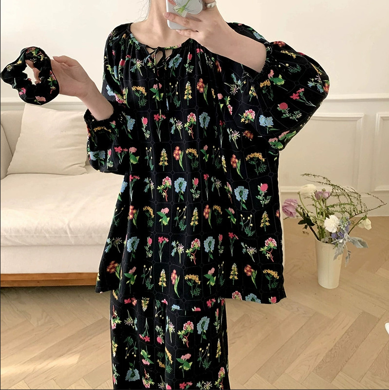 HX2421 대형슈트+머리끈-꽃무늬