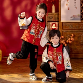 童汉服;童套装;儿童表演服