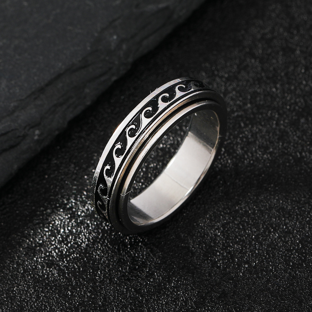 Men's Gender Hip-Hop Retro Color Block 304 Stainless Steel Men's Rings