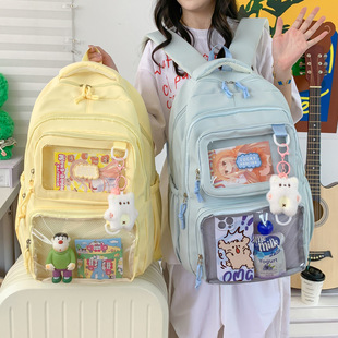 2025 New Japanese-Style Anime Convention Backpack for Female Students, Large Capacity Transparent Backpack with Strap and Board