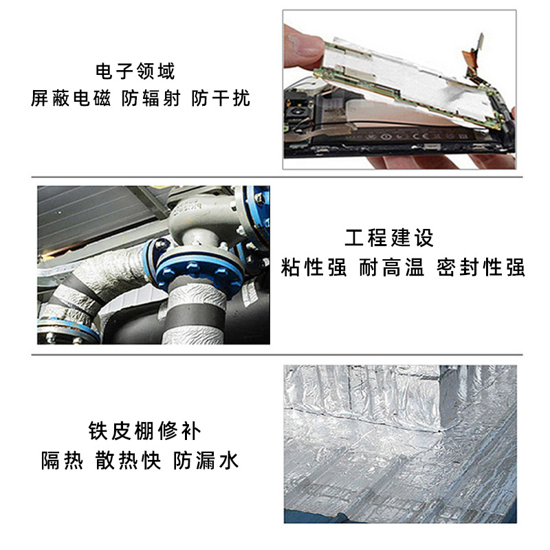 Cinta de papel de aluminio conductivo de una sola cara 0,05mm de espesor autoadhesivo aislamiento de aluminio puro cinta de lámina de estaño de alta temperatura papel de aluminio de una sola guía