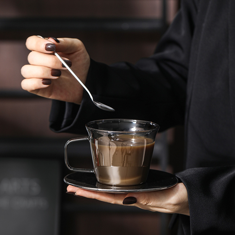 Ceramic Saucer Glass Coffee Cup and Saucer with Gift Box Corporate Gift Office Water Cup Latte Creative Personalized Cup