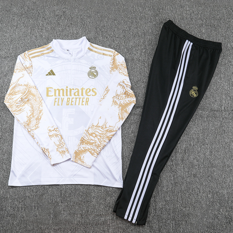 2324 Real Madrid white Manchester United gray Arsenal Barthel long sleeve football half zipper training suit suit batch