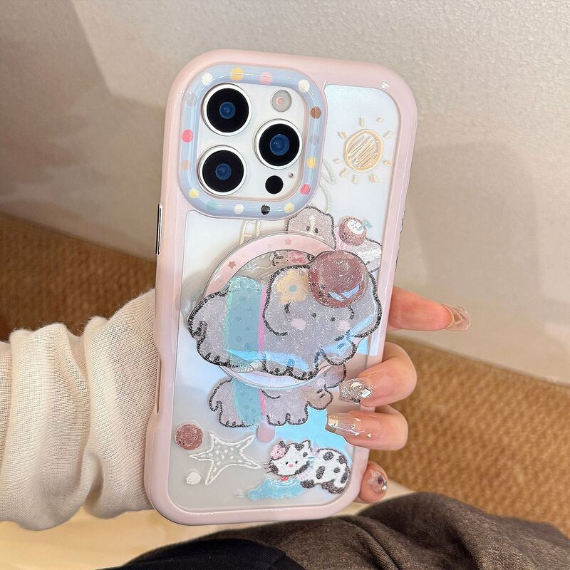 磁気吸引 16ProMax iPhone15 に適したかわいい回転象ホルダー Apple 14 携帯電話ケース 13 アクリル|undefined