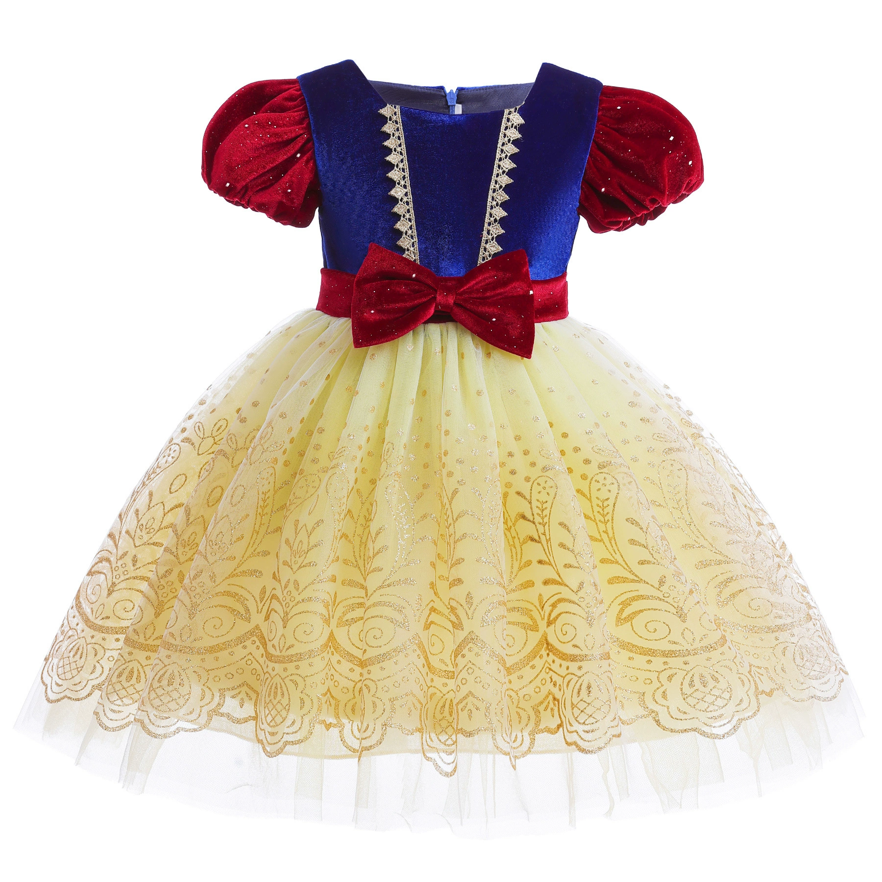 Velvet bodysuit, children's small princess costume, western style, puff sleeves, children's clothing, Lolita style