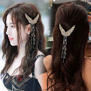 New south Korean fashion simple personality hairpin spring tide set auger wings design feeling  hair fringed edge