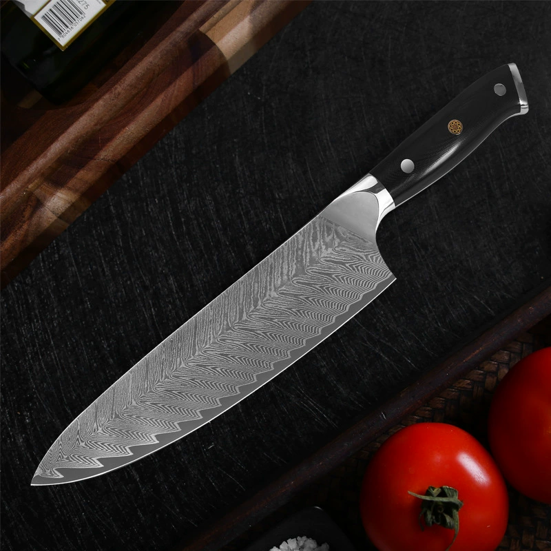 Мощная VG10 дамасская сталь 8-дюймовый нож поварской для резки мяса, тонкий западный стиль кухни, рисунок G10, Pass