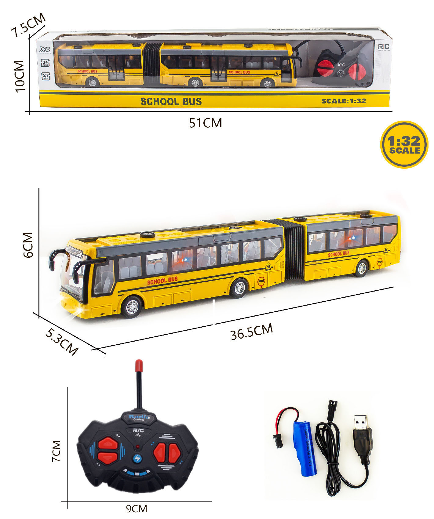 Coche de control remoto recargable autobús de control remoto autobús escolar autobús de viaje autobús de turismo transfronterizo nuevo coche de juguete para niños