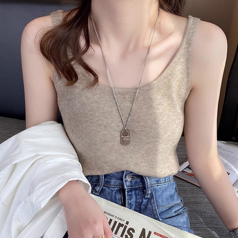 Summer Knitted Small Camisole Women's Inner Suit Base Design Niche Loose Outer Top