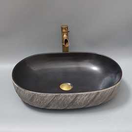 景德镇手工陶瓷洗手盆大规格艺术洗脸盆 中式大尺寸台盆 大东瓜型