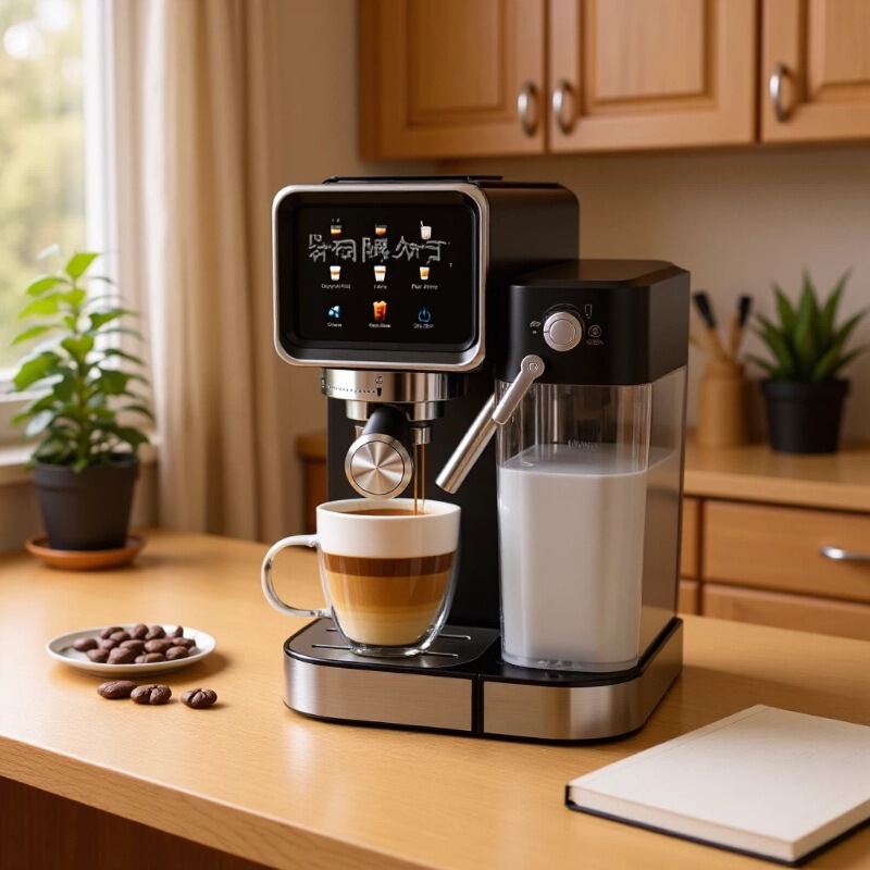Coffelady Semi-Automatic Espresso Machine Color Screen Touch Control with Milk Box One-Click Coffee