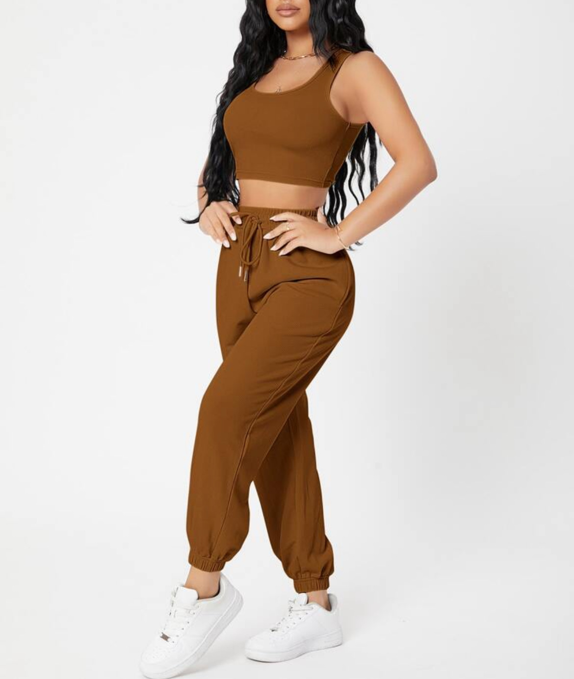 490g Weight Sleeveless Sleeve Length Polyester Fabric Type Pants Sets Sets Type 2 Pieces Set Quantity Casual, Daily Occasion Round Neck Neckline Breathable Function Skinny Fit Type Solid Color Pattern Summer Season Women's Gender Streetwear, Sport Style Style Women's Streetwear Sport Style Solid Color Polyester Round Neck Tracksuit 25