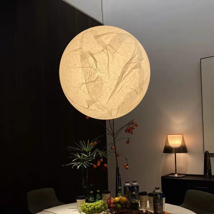 中山灯具月球灯吊灯卧室复式别墅楼梯间设计师餐厅店铺圆球吊线灯|undefined