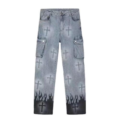 High Street Drop-Crotch Men's Summer Straight Leg Loose Crossbody Wide Leg Casual Trendy Punk Cool Trousers