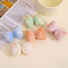 韩版可爱蝴蝶鸭嘴夹彩色布艺气质马尾夹新款女生网纱发夹发饰批发