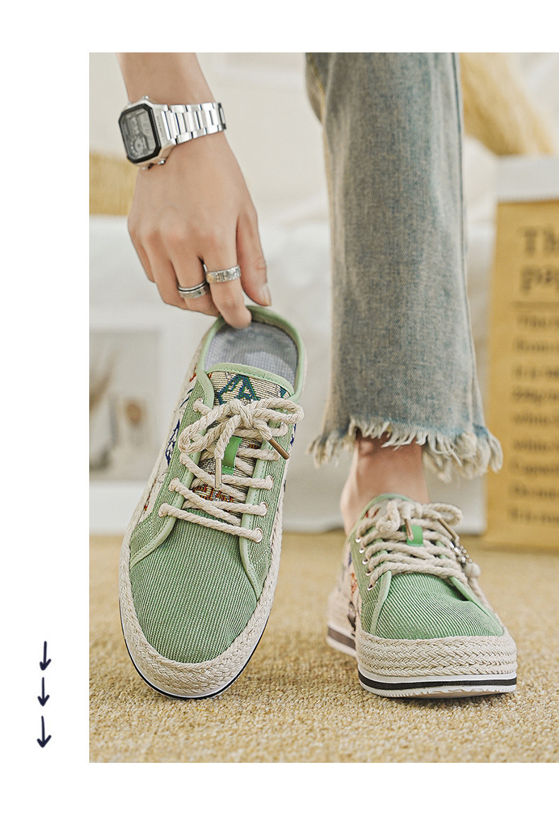 Scarpe da pescatore casual da uomo, alla moda, estive, in paglia intrecciata, con un piede solo, pigre, nuovo articolo 2024_voghion.com