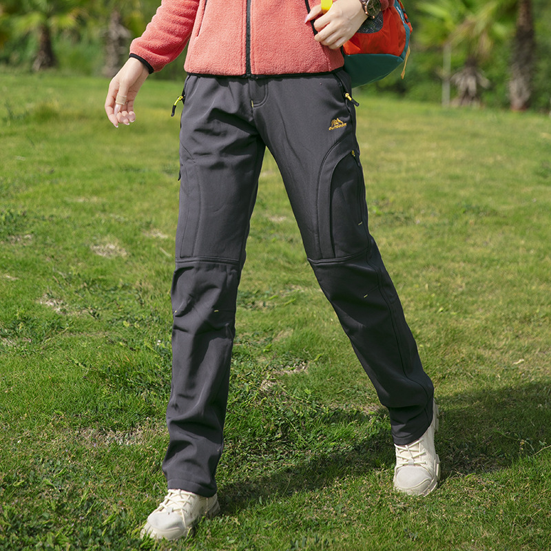 Outdoor Charge Pants Women's Fleece-lined Thickened Warm Windproof Cold-resistant Waterproof Soft Case Cycling Cold-proof Xizang Climbing Pants