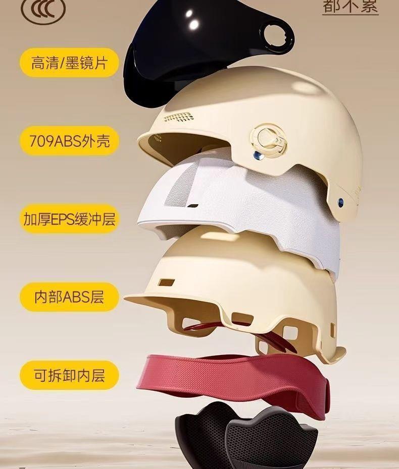 New National Standard Certified Electric Vehicle Helmet for Men and Women, Motorcycle Safety Helmet, Universal for All Seasons, Sun Protection, Summer Half Helmet