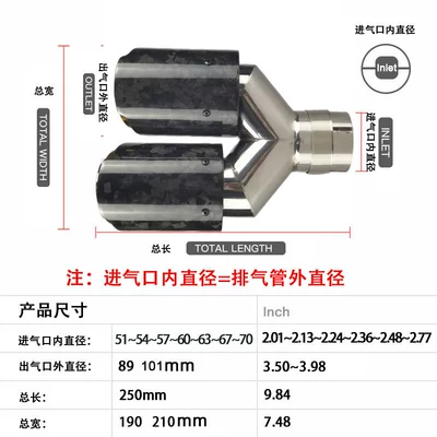 Exhaust pipe Y-Type Dual Pipe Tailpipe 89