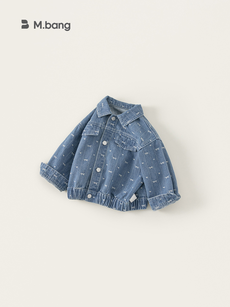 Ropa Infantil Youbao, Nueva Colección Primavera 2026, Chaqueta Vaquera para Niñas con Cuello Camisero, Abrigo Vaquero con Lazo Estilo Coreano