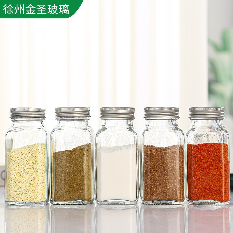 方形厨房玻璃调味瓶玻璃四方佐料瓶密封带孔玻璃调料瓶玻璃调味罐