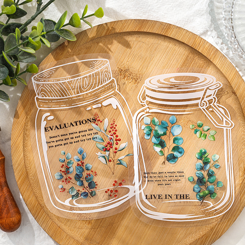 Esté jardín de flores transparente pegatinas impermeables pet diy pegatinas de diario pegatinas transfronterizas plantas retro pegatinas de materiales florales