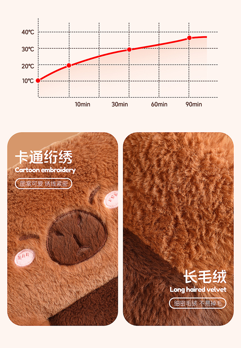 Capybara Thickened Cushion Chair Pad Office Long Sitting Cushion Integrated Chair Backrest Butt Winter