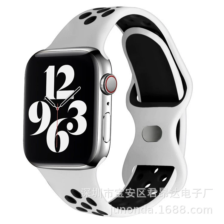 apple two-color silicone strap for apple iwatch smart watch 8-word buckle Samsung mesh wristband