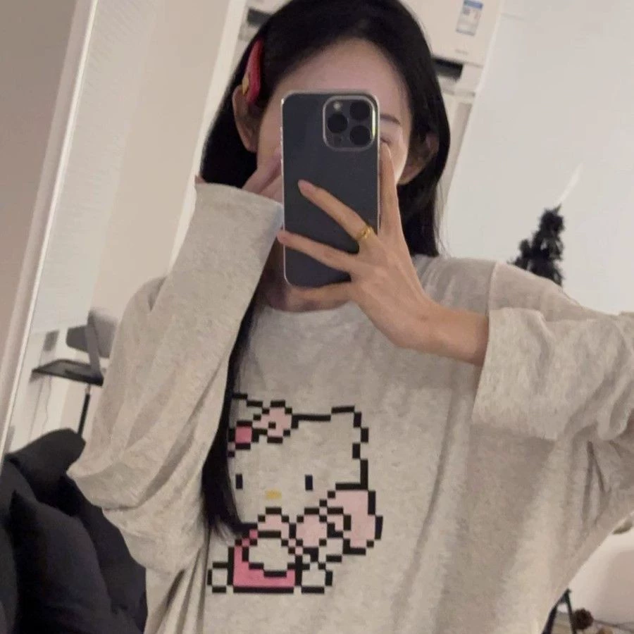 Пижама «Hello Kitty» осенняя, длинный рукав и брюки, милый принт, 2 предмета (M–XXL)