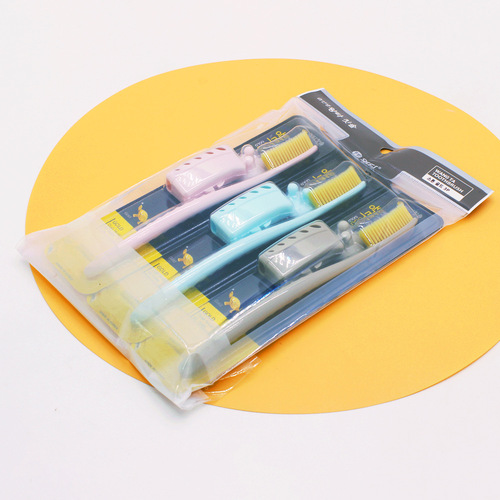 Korean Import Wangda 688 Toothbrush 3P 3-Pack Gold, Silver, Charcoal Bristles Soft, Hard Bristles Large Head Toothbrush