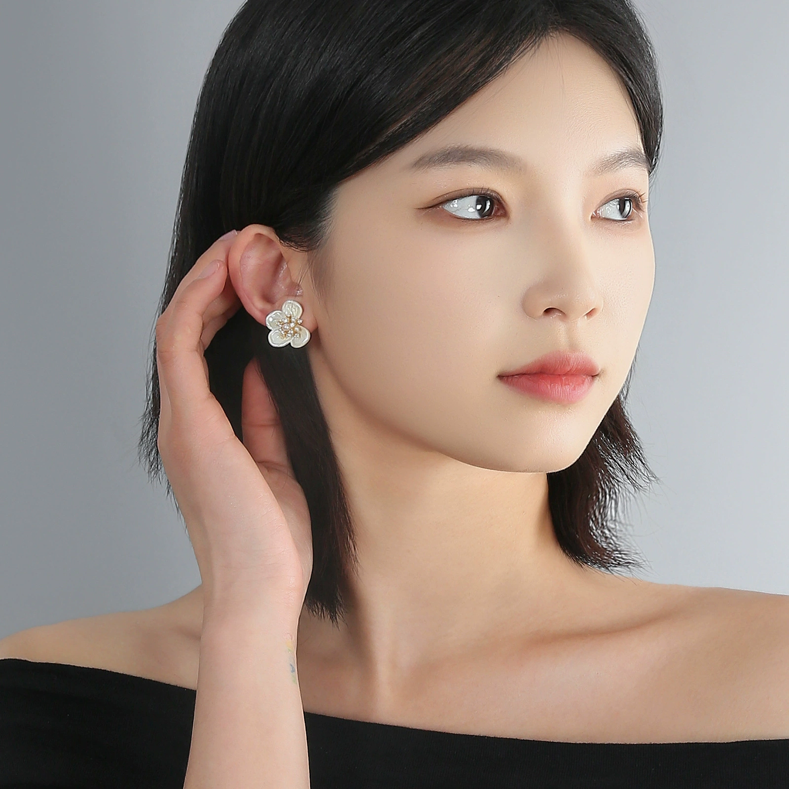 Серьги, модные серебряные иглы, стиль Chanel, цветочные