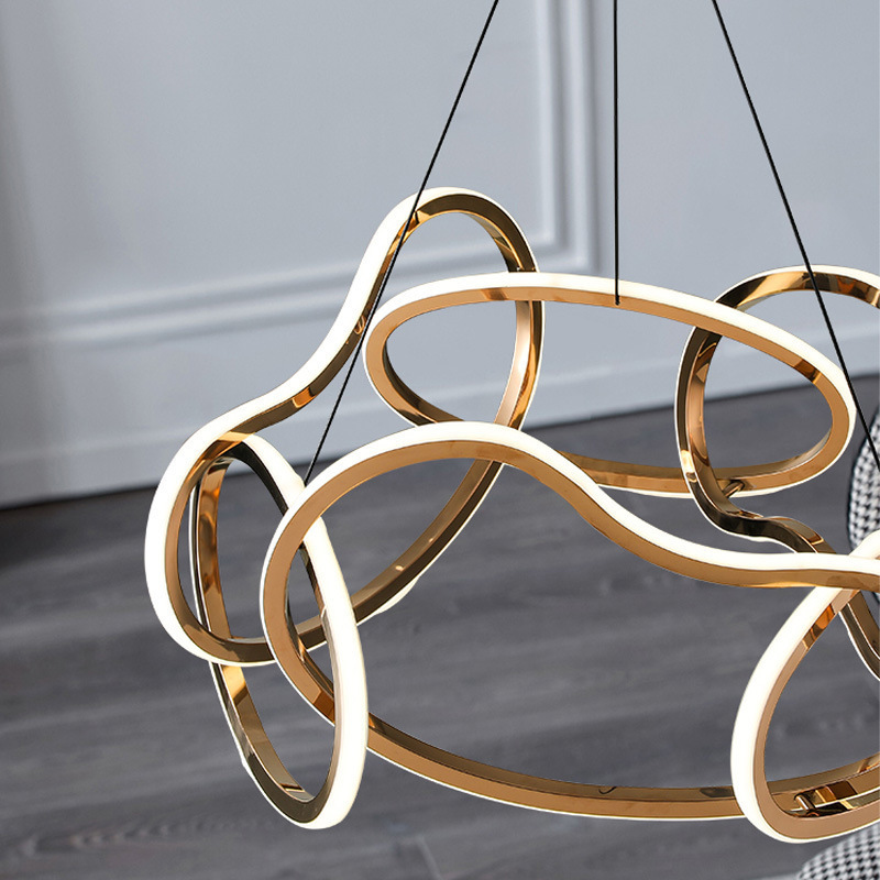 Lámparas de diseño de círculo ligero creativo acero inoxidable redondo en forma de lámpara de escritorio guisante candelabros sala de estar lujoso bar moderno comidas