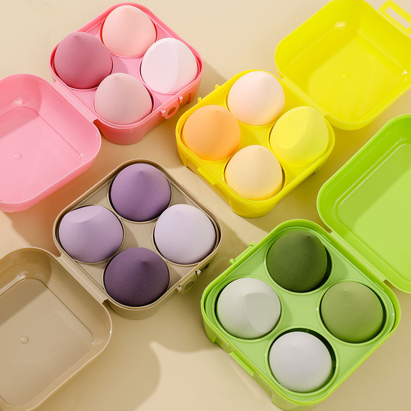 Huevo de belleza al por mayor Juego de 4 cajas Puff Super suave sin polvo Maquillaje Esponja Huevo Maquillaje Huevo Herramientas de belleza