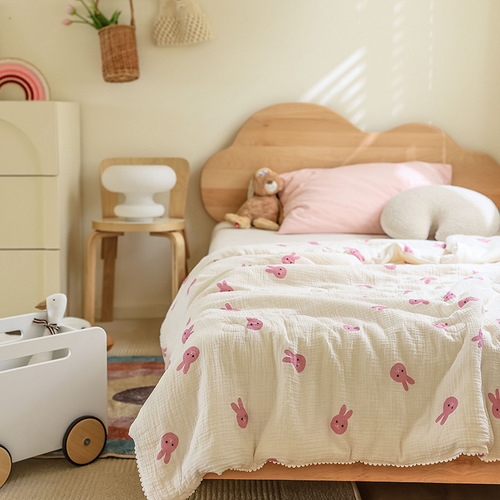 2024 baby products pure cotton type A double-layer gauze summer quilt spring and autumn quilt pure cotton wrinkled gauze children's quilt air-conditioning quilt