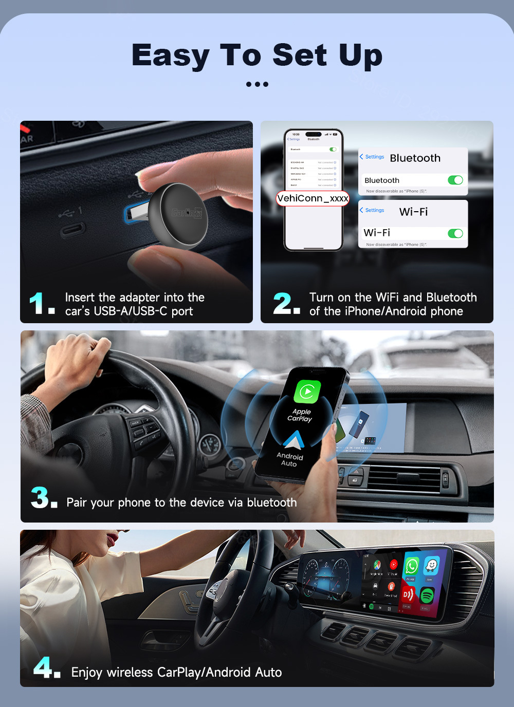 Cross-border carlinkit car-machine connectivity Android Apple wired to wireless carplay box car-mounted box