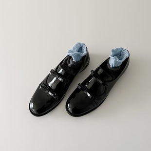 Cowhide Version ~ Leather Bow Shallow Mouth Leather Shoes Women's Spring All-match Flat Loafers British Vintage Single-layer Shoes