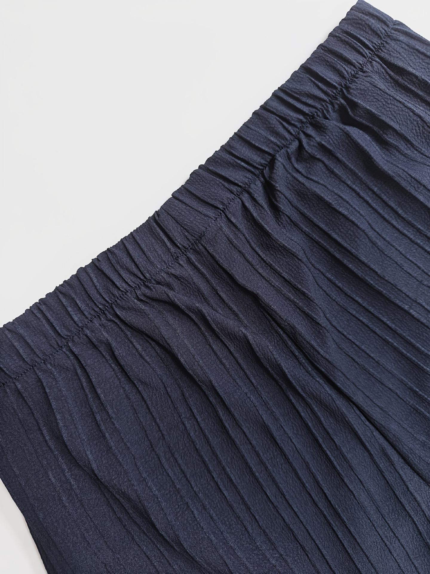 Ensemble chemisier à volants et pantalon large d'inspiration française – Style bohème chic élégant pour femme (Tailles S à XXL, bleu marine, esthétique minimaliste euro-américaine)_voghion.com