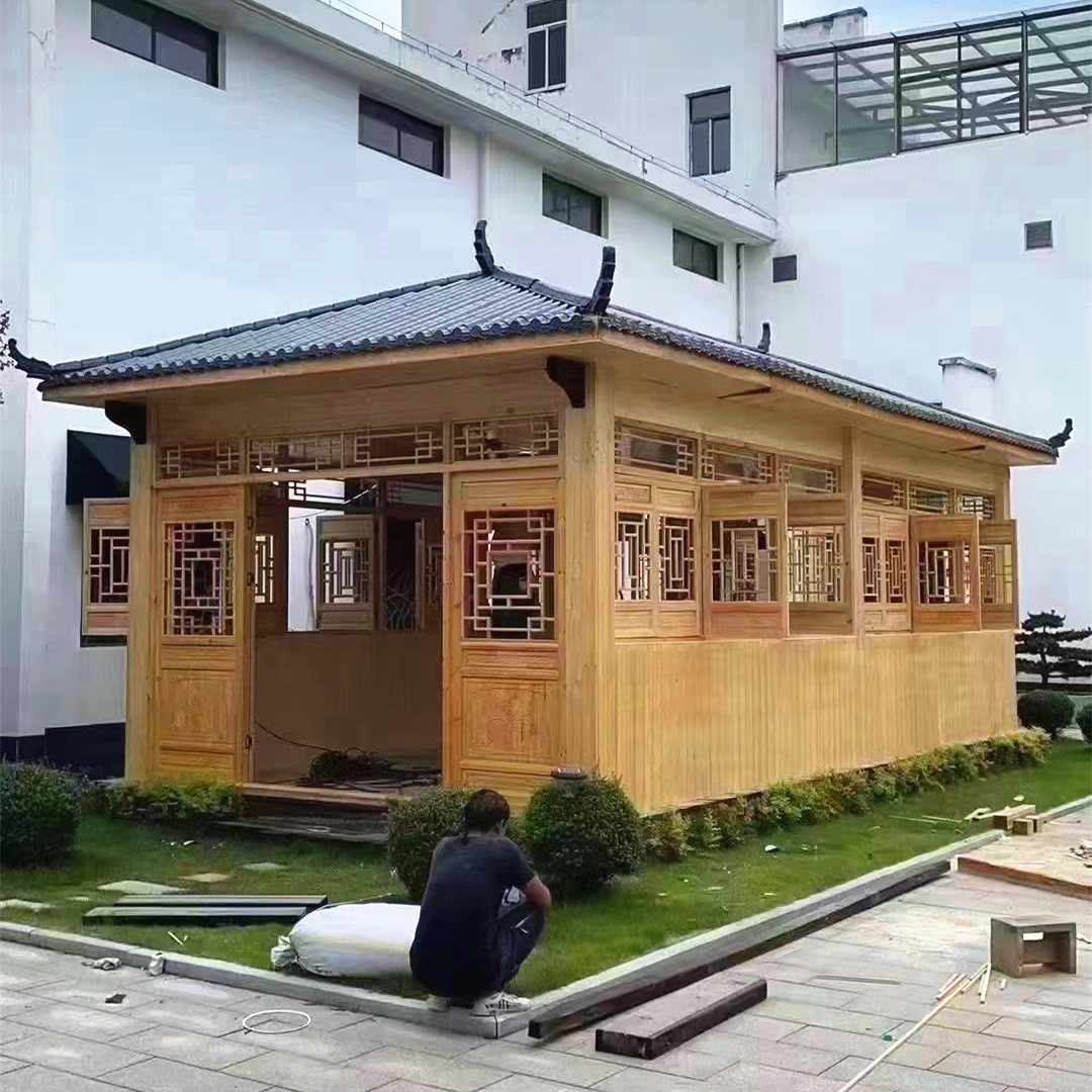 防腐木木屋中国风凉亭木制长廊古建户外仿古住人民宿建筑别墅