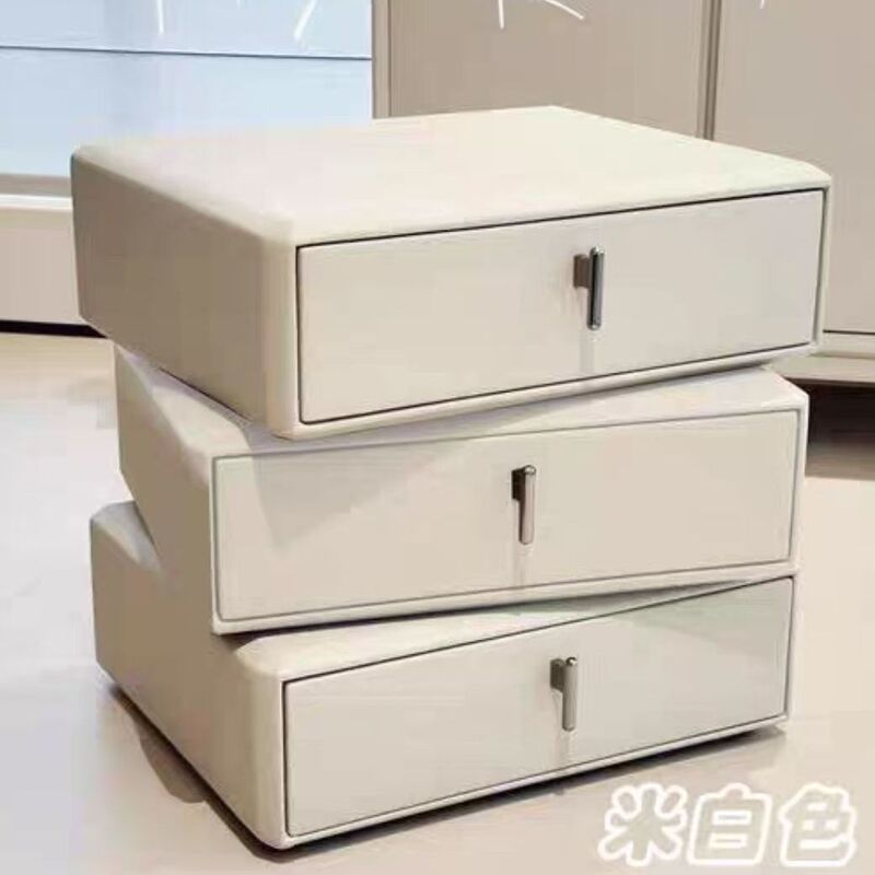 全实木意式奶油卧室三层可旋转床头柜床边柜简约现代360度旋转|undefined