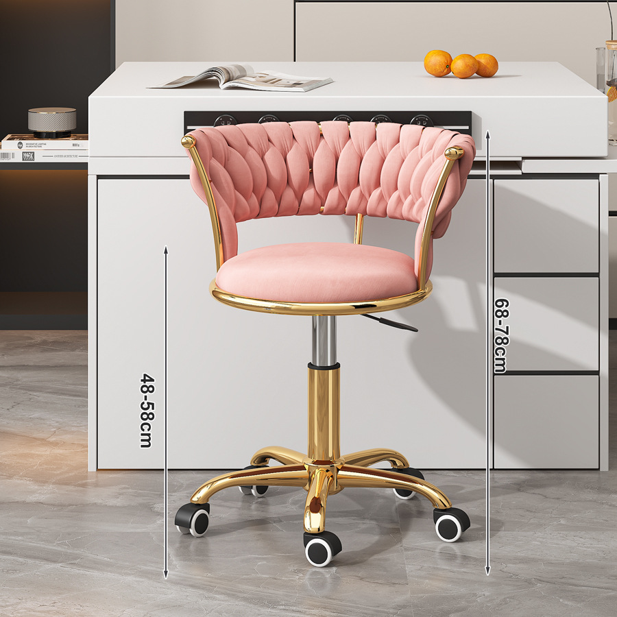 Silla de computadora de lujo ligera para niñas dormitorio confortable silla de elevación giratoria silla de manicuras silla de pollas silla de bar de maquillaje image 10