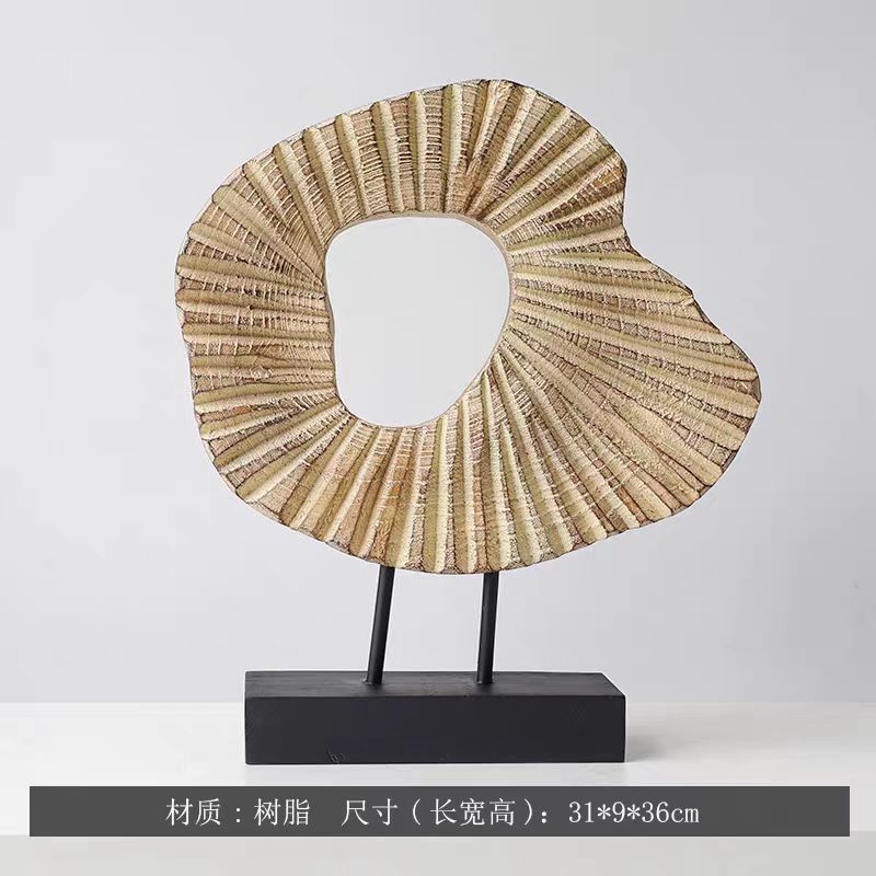 现代艺术几何扭曲黄色复古摆件软装艺术样板间客厅柜子家居摆件|undefined