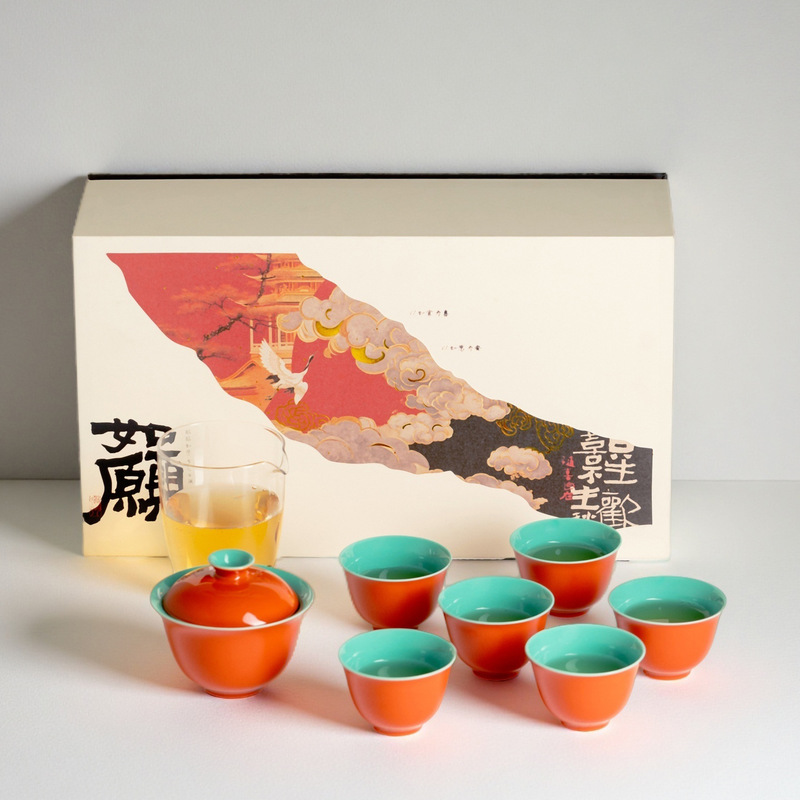 墨己如愿礼盒装家用功夫茶具整套商务礼品茶具故宫红陶瓷茶具套组|undefined