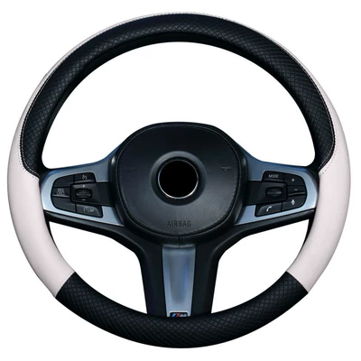 and women, Steering wheel cover - f021-black-white-38cm