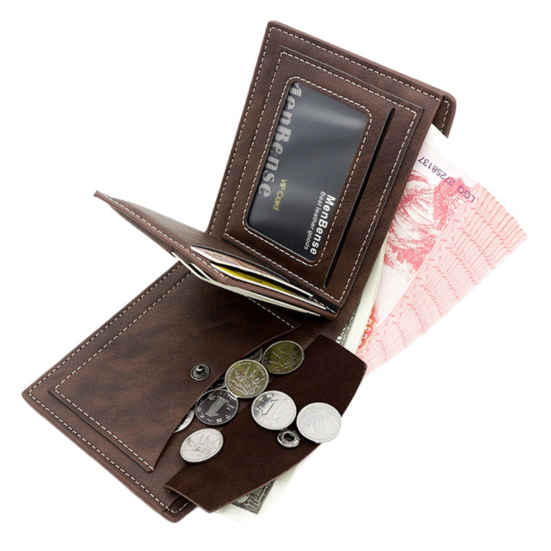 Menbénse nueva cartera transfronteriza corta de los hombres de moda simple negocio suave cartera juventud ultra-delgada cartera